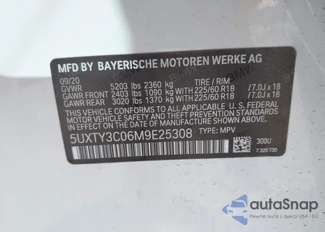 2021 BMW X3 Sdrive30I from USA, damaged, VIN 5UXTY3C06M9E25308